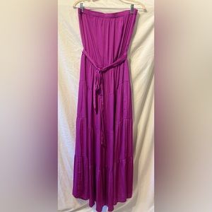 💎Judith March | Strapless Tiered Maxi Dress | Fuchsia |